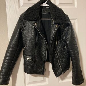 Black Leather Bomber Jacket